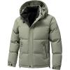 image:imageFlygo Puffer Jacket Men Winter Coats Hooded Insulated Quilted Jackets Waterproof Thicken Parka Snow JacketsKhaki Green