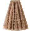image:imageFlygo Tulle Skirts for Girls Long Tutu Skirt A Line Layered Ruffle Tiered Mesh Maxi Skirt Petticoat 514 YearsKhaki