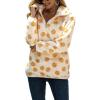 image:imageFlygo Womens Long Sleeve 14 Zipper Sherpa Sweatshirt Floral Print Fleece Pullover Outwear CoatWhite  Yellow