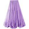 image:imageFlygo Womens Maxi Tulle Skirt Long Tiered A Line Mesh Tutu Fairy High Elastic Waist Pleated Layered SkirtsLightpurple