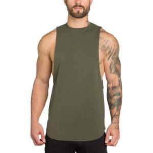 image:imageFlygo Mens Fitted Muscle Stringer Vest Workout Tank Tops Gym BodybuildingArmy Green