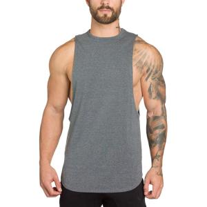 image:imageFlygo Mens Fitted Muscle Stringer Vest Workout Tank Tops Gym BodybuildingGrey