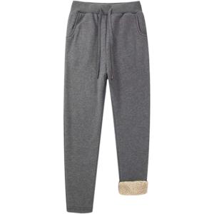 image:imageFlygo Mens Warm Sherpa Lined Drawstring Running Sweatpants Active Jogger Fleece Pants with Pockets Medium 01 Dark Grey