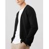 image:imageFlygo Mens Basic Slim Fit Long Sleeve Button Front VNeck Cardigan SweatersBlack