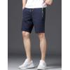 image:imageFlygo Mens Shorts Casual Athletic Elastic Waist Workout Short Pants Drawstring Beach Shorts Zipper PocketsNavy Blue