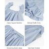 image:imageFlygo Striped Pajamas Set for Women Cotton 2 Piece Lounge Sets Ruffle Cami Top and Shorts Cute Summer Pj SleepwearBlue