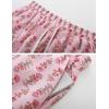 image:imageFlygo Summer PJs for Women Set 2 Piece Womens Floral Ruffle Trim Cami Top and Shorts Lounge Sleepwear Set with PocketsRose