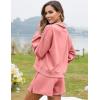 image:imageFlygo Womens Cotton 2 Piece Outfits Sweatsuit Lounge Sets Casual Half Zip Crop Top and High Waisted Shorts Tracksuit Pink