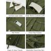 image:imageFlygo Womens Cropped Jacket 2026 Trendy Contrast Collar Barn Jacket Zip Up Oversized Utility Coat with PocketsArmy Green