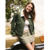 image:imageFlygo Womens Cropped Jacket 2026 Trendy Contrast Collar Barn Jacket Zip Up Oversized Utility Coat with PocketsArmy Green