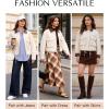 image:imageFlygo Womens Cropped Jacket 2026 Trendy Contrast Collar Barn Jacket Zip Up Oversized Utility Coat with PocketsBeige