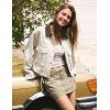 image:imageFlygo Womens Cropped Jacket 2026 Trendy Contrast Collar Barn Jacket Zip Up Oversized Utility Coat with PocketsBeige