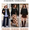 image:imageFlygo Womens Cropped Jacket 2026 Trendy Contrast Collar Barn Jacket Zip Up Oversized Utility Coat with PocketsBlack