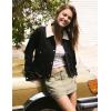 image:imageFlygo Womens Cropped Jacket 2026 Trendy Contrast Collar Barn Jacket Zip Up Oversized Utility Coat with PocketsBlack