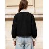 image:imageFlygo Womens Cropped Jacket 2026 Trendy Contrast Collar Barn Jacket Zip Up Oversized Utility Coat with PocketsBlack