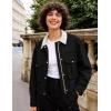 image:imageFlygo Womens Cropped Jacket 2026 Trendy Contrast Collar Barn Jacket Zip Up Oversized Utility Coat with PocketsBlack
