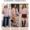 image:imageFlygo Womens Cropped Jacket 2026 Trendy Contrast Collar Barn Jacket Zip Up Oversized Utility Coat with PocketsDusty Pink