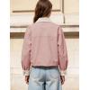 image:imageFlygo Womens Cropped Jacket 2026 Trendy Contrast Collar Barn Jacket Zip Up Oversized Utility Coat with PocketsDusty Pink