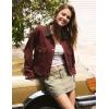 image:imageFlygo Womens Cropped Jacket 2026 Trendy Contrast Collar Barn Jacket Zip Up Oversized Utility Coat with PocketsWine Red