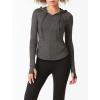 image:imageFlygo Womens Full Zip Workout Jacket Slim Long Sleeve Track Hoodie with Thumb HoleDarkgrey