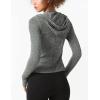 image:imageFlygo Womens Full Zip Workout Jacket Slim Long Sleeve Track Hoodie with Thumb HoleGreygreen