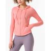 image:imageFlygo Womens Full Zip Workout Jacket Slim Long Sleeve Track Hoodie with Thumb HolePink