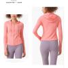 image:imageFlygo Womens Full Zip Workout Jacket Slim Long Sleeve Track Hoodie with Thumb HolePink