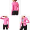 image:imageFlygo Womens Full Zip Workout Jacket Slim Long Sleeve Track Hoodie with Thumb HoleRosered