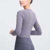 image:imageFlygo Womens Gym Workout Yoga Crop Tops Long Sleeve Sports Athletic ShirtGrey