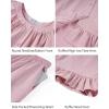 image:imageFlygo Womens Ruffle Pajamas Short Sleeve Button Down Lounge Set 2 Piece Solid Pjs Sleepwear Drawstring with PocketsDustypink
