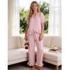 image:imageFlygo Womens Ruffle Pajamas Short Sleeve Button Down Lounge Set 2 Piece Solid Pjs Sleepwear Drawstring with PocketsDustypink