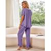 image:imageFlygo Womens Ruffle Pajamas Short Sleeve Button Down Lounge Set 2 Piece Solid Pjs Sleepwear Drawstring with PocketsPurple