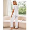 image:imageFlygo Womens Ruffle Pajamas Short Sleeve Button Down Lounge Set 2 Piece Solid Pjs Sleepwear Drawstring with PocketsWhite