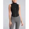 image:imageFlygo Womens Slim Full Zip Yoga Vest Sleeveless Workout Sports Gym JacketBlack