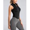 image:imageFlygo Womens Slim Full Zip Yoga Vest Sleeveless Workout Sports Gym JacketBlack