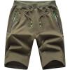 image:imageFlygo Mens Shorts Casual Athletic Elastic Waist Workout Short Pants Drawstring Beach Shorts Zipper PocketsArmy Green