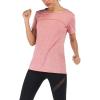 image:imageFlygo Womens Athletic Workout Yoga Shirt Activewear Short Sleeve Criss Cross Back Large Watermelon Red