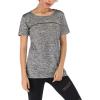 image:imageFlygo Womens Athletic Workout Yoga Shirt Activewear Short Sleeve Criss Cross Back Medium Grey