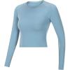 image:imageFlygo Womens Gym Workout Yoga Crop Tops Long Sleeve Sports Athletic ShirtBlue
