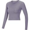image:imageFlygo Womens Gym Workout Yoga Crop Tops Long Sleeve Sports Athletic ShirtGrey