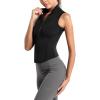 image:imageFlygo Womens Slim Full Zip Yoga Vest Sleeveless Workout Sports Gym JacketBlack