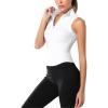 image:imageFlygo Womens Slim Full Zip Yoga Vest Sleeveless Workout Sports Gym JacketWhite