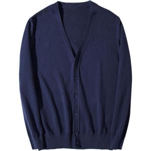 image:imageFlygo Mens Basic Slim Fit Long Sleeve Button Front VNeck Cardigan SweatersNavy