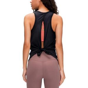image:imageFlygo Womens Open Back Workout Tank Top Sleeveless Tie Racerback Athletic Yoga ShirtBlack