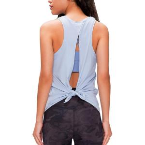 image:imageFlygo Womens Open Back Workout Tank Top Sleeveless Tie Racerback Athletic Yoga ShirtBluegrey