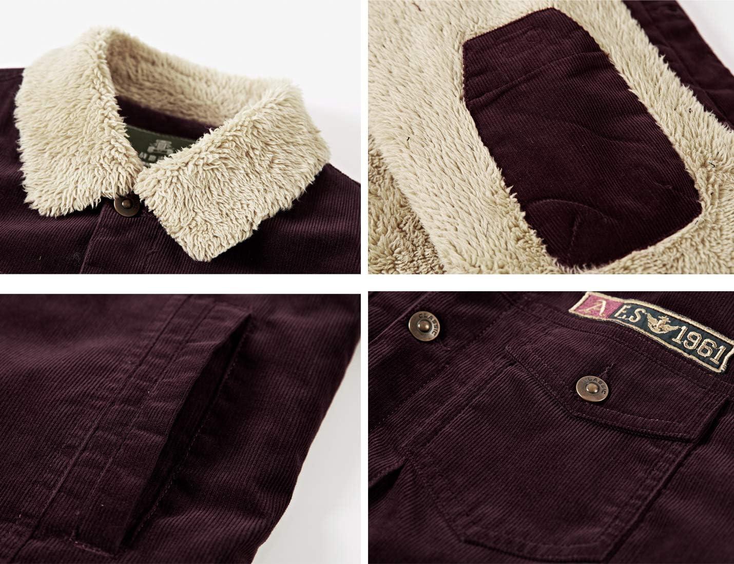 image:imageFlygo Mens Vintage Button Down Slim Fit Fleece Lined Corduroy Jacket OuterwearBlue