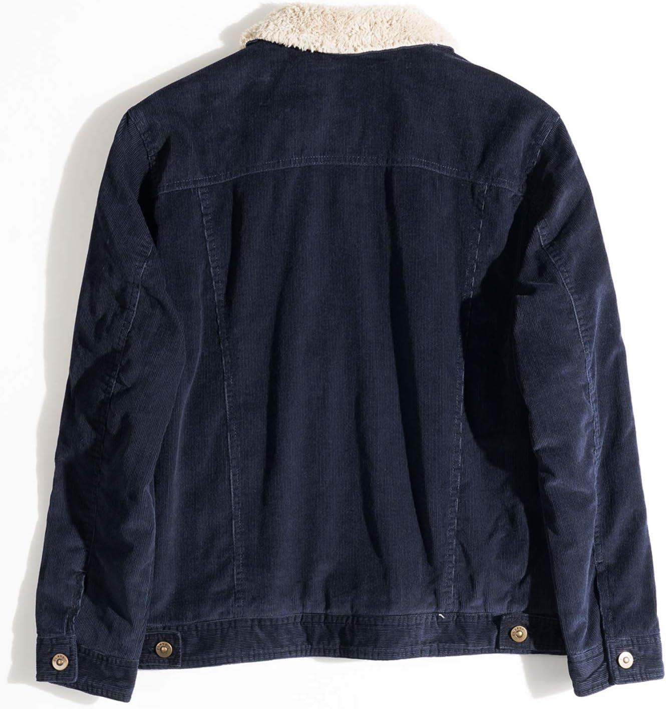 image:imageFlygo Mens Vintage Button Down Slim Fit Fleece Lined Corduroy Jacket OuterwearBlue