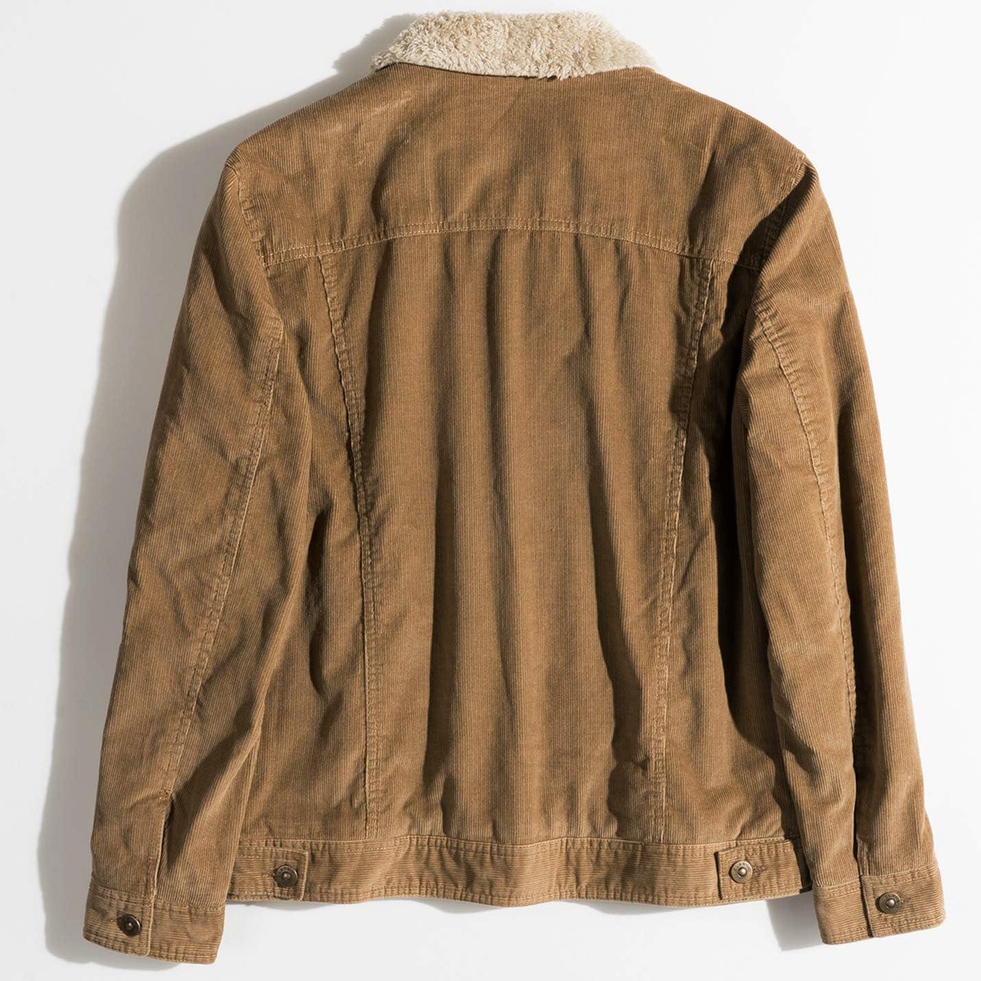 image:imageFlygo Mens Vintage Button Down Slim Fit Fleece Lined Corduroy Jacket OuterwearYellow