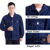 image:imageFlygo Mens Classic Unlined Denim Jacket Rugged Jean Trucker OuterwearDark Blue