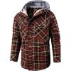 image:imageFlygo Mens Outdoor Casual Fleece Sherpa Lined Flannel Hooded Plaid Shirt JacketCoffeePlaidM